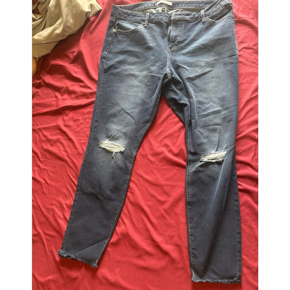 Lauren Conrad Distressed Blue Skinny Jeans